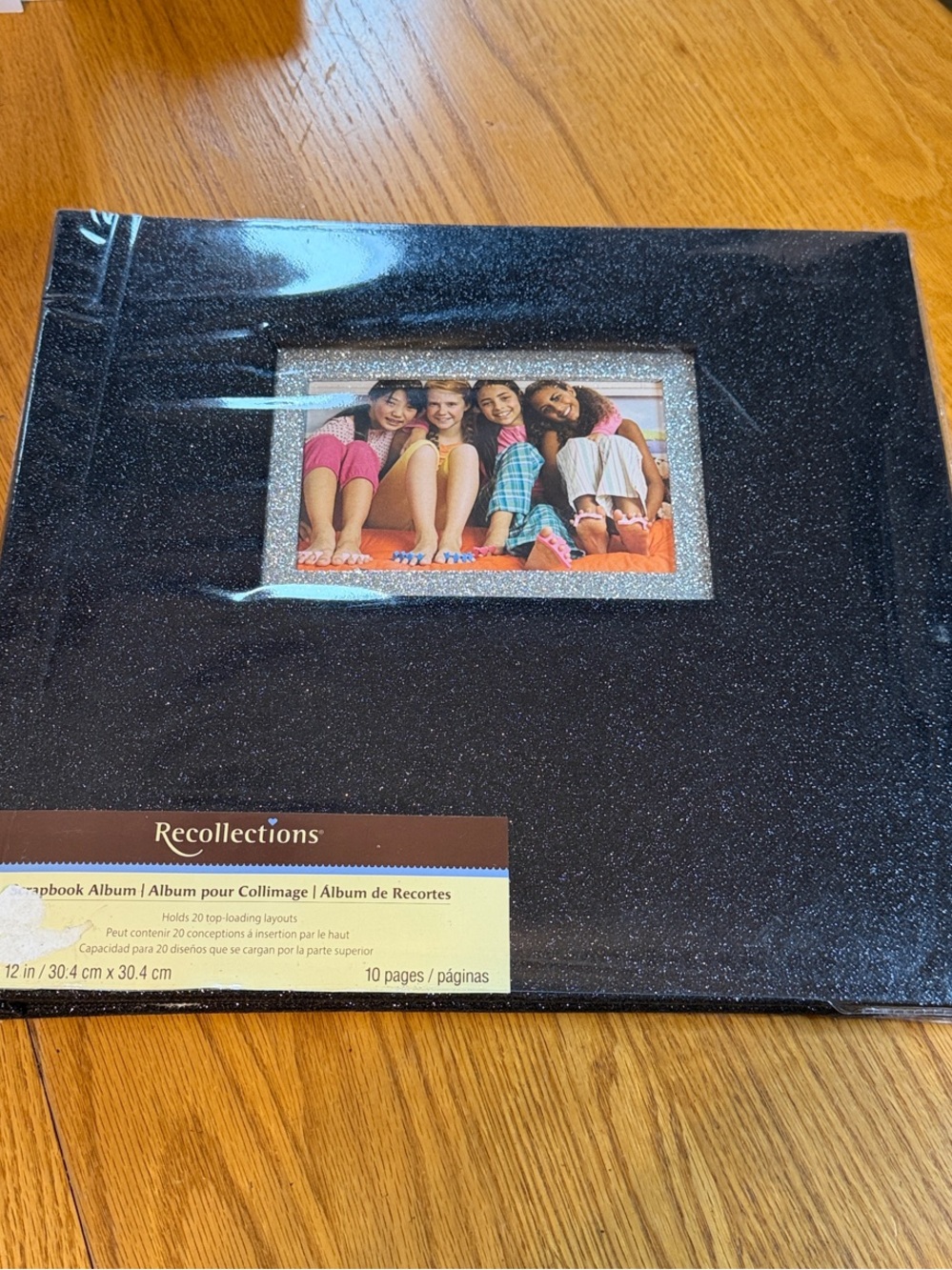Recollections Black Glitter Photo Album with Silver Frame Accent